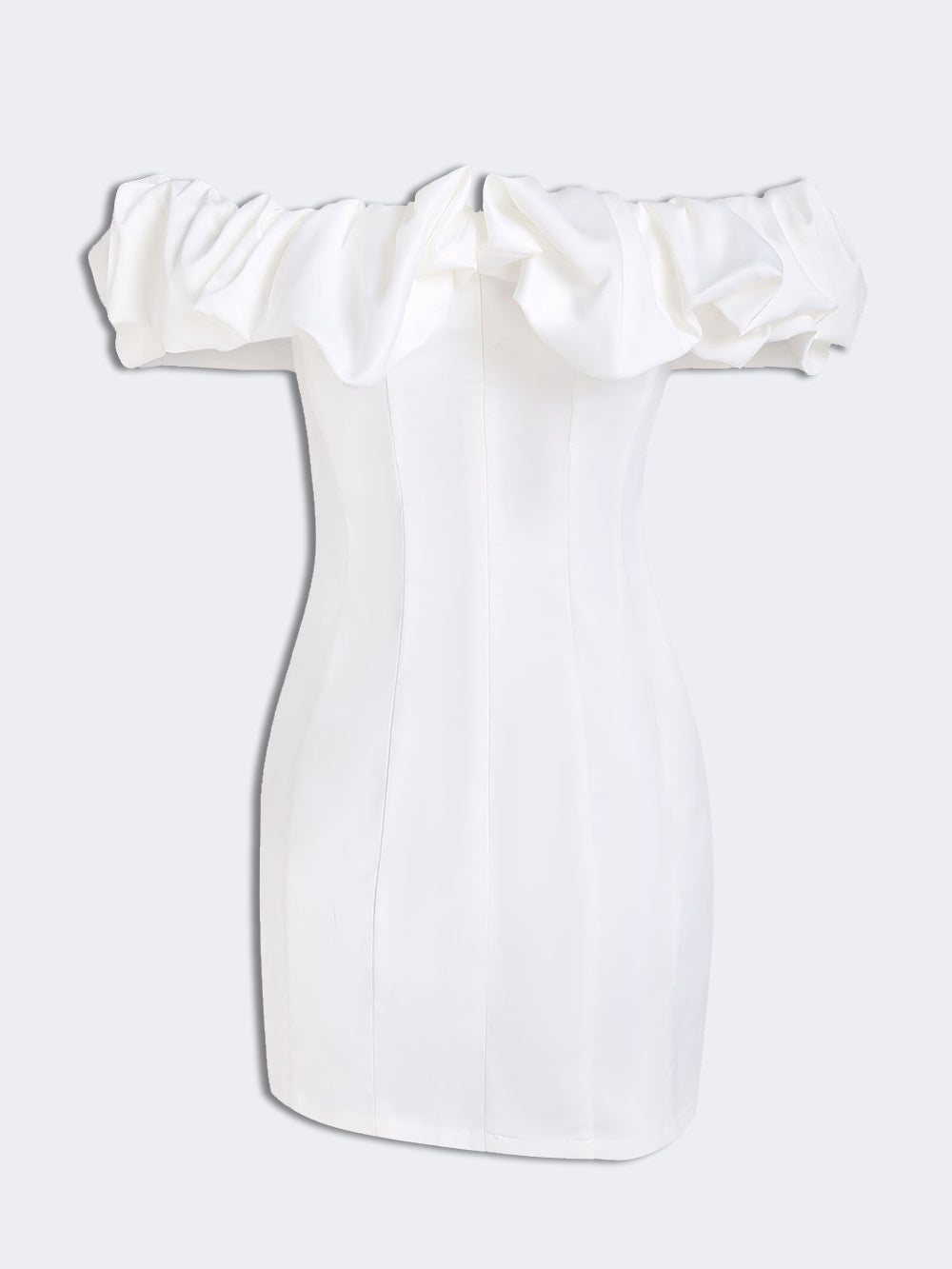 Robe bustier satinée à volants et mini longueur