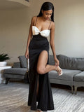 Abito da donna TARUXY con spacchi laterali, elegante, slim, con fiocco e spacco, senza schienale, sexy, per spiaggia, compleanno o serata