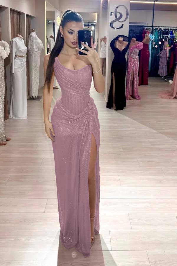 Custom Color Strapless Mermaid Long Prom Dress With High Slit
