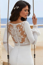 Trendy Bodenlange Meerjungfrau Juwel Hals Langarm Chiffon Ballkleider
