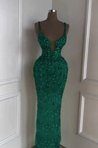 Custom Designed Spaghetti Strap Mermaid Prom Dress With Beading