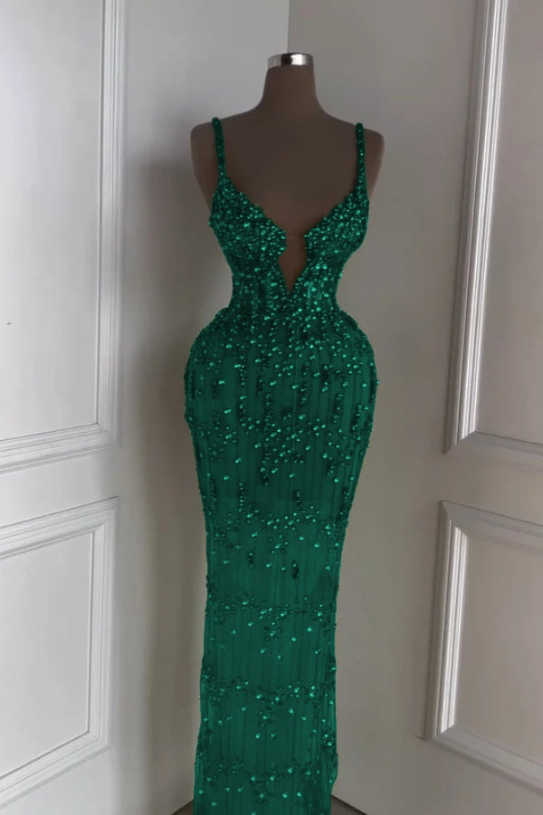Custom Designed Spaghetti Strap Mermaid Prom Dress With Beading