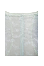 Vestido Maxi Ulissa Verde Claro com Decote Quadrado, Textura Jacquard e Fenda Alta