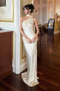 Halter Sleeveless Backless Long Mermaid Prom Dress With Pleated Skirt