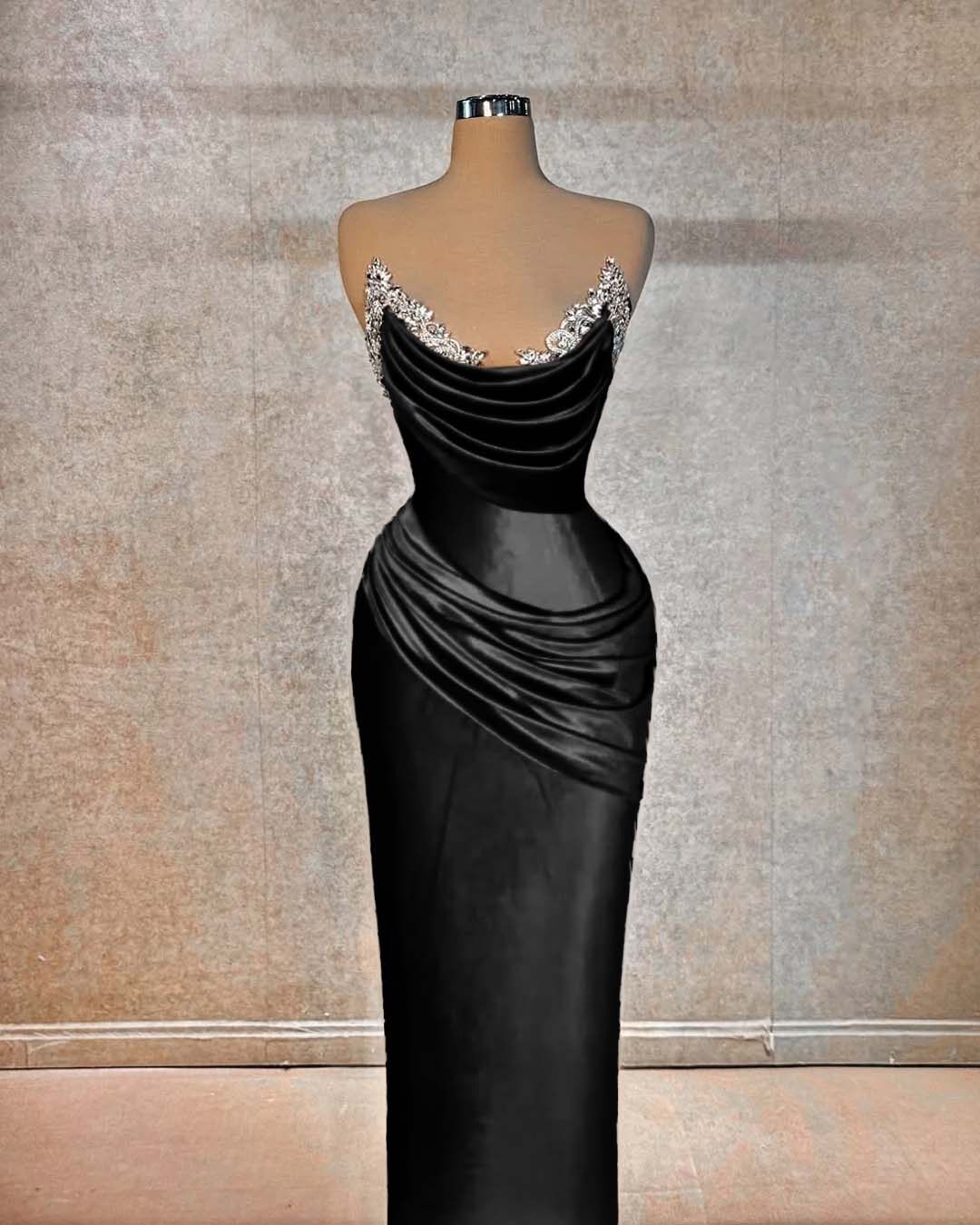Chic Strapless Long Prom Dress With Beading And Pleated Details