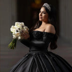 Customized Long Sleeves Black Ball Gown Quinceanera Dress 2026 Bead Two Pieces Sweet 16 Dress Birthday Party Vestidos De