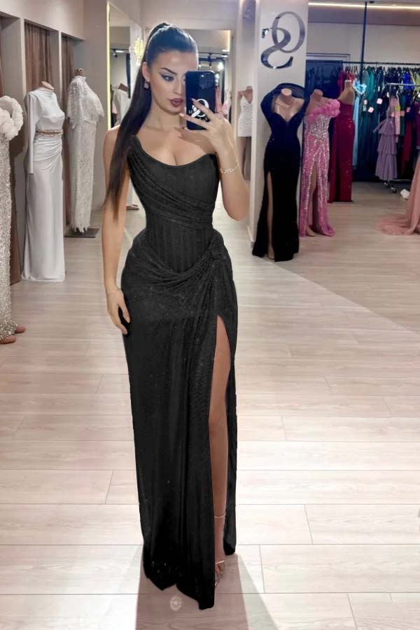 Custom Color Strapless Mermaid Long Prom Dress With High Slit