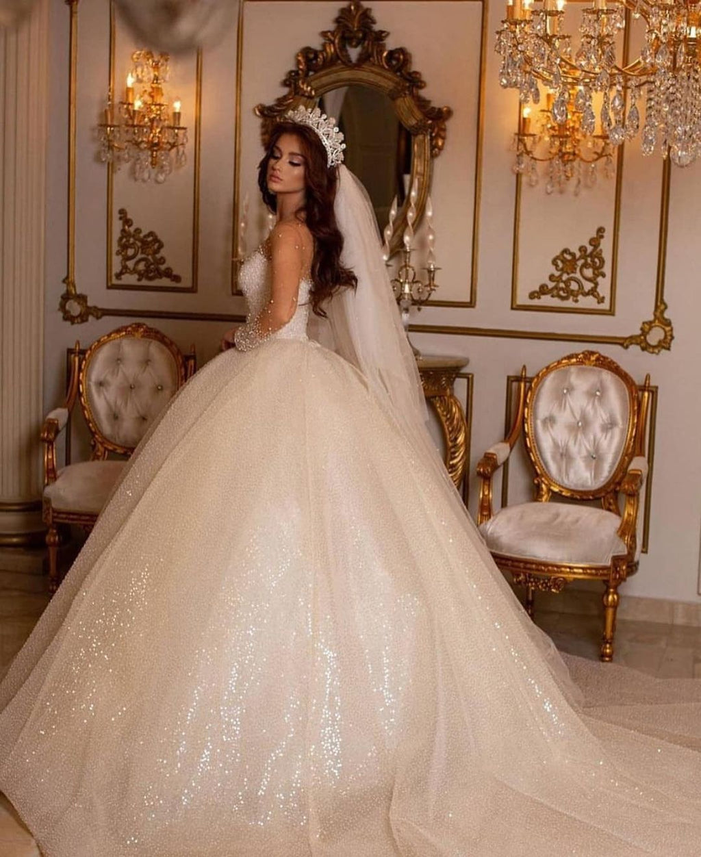 Sexy Long Sweetheart Ball Gown Wedding Dress With Sleeves