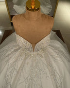 Gorgeous Glitter Ball Gown Long Wedding Dress With Sweetheart Neckline