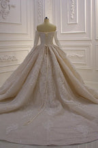 Stunning Ball Gown Wedding Dress With Off The Shoulder Sleeves And Lace Applique