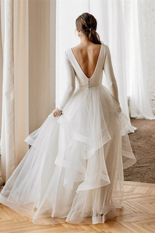 Tulle Long Sleeve Wedding Dress With Ethereal Silhouette