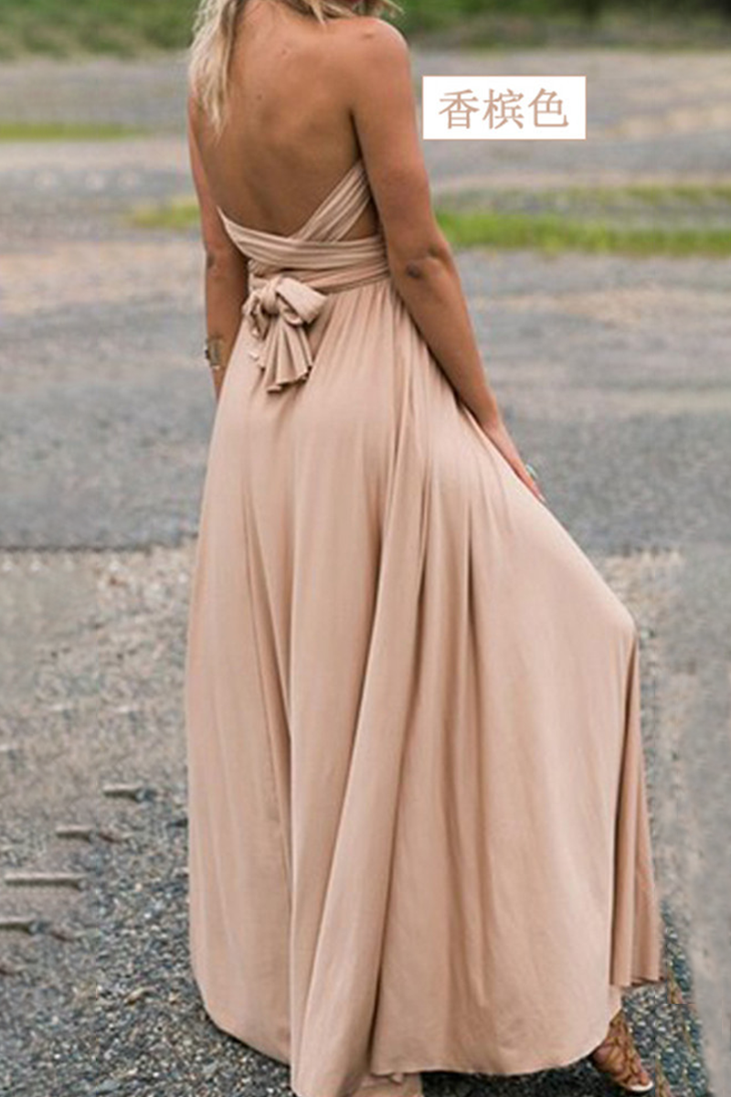 Vestidos elegantes de vestido de noite com alça sólida sem costas (20 cores)