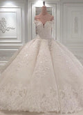 Beautiful Ball Gown Off Shoulder Wedding Dress With Beading Appliques