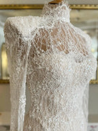 Mermaid Wedding Dress Open Back With Lace Appliques And Wide Straps