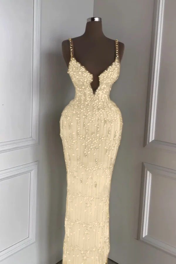 Custom Designed Spaghetti Strap Mermaid Prom Dress With Beading