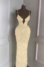 Custom Designed Spaghetti Strap Mermaid Prom Dress With Beading