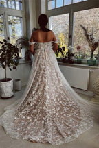 Designer A-Linie Off-the-Shoulder Ärmellose Brautkleider mit Spitze