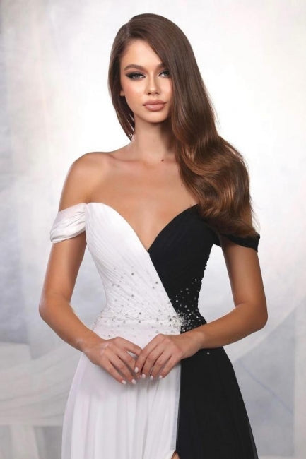 Robes de bal sans manches en satin, ligne A, épaules dénudées, fendue devant, de créateur