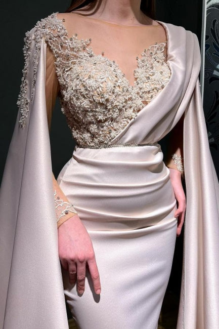Vestidos de noite vermelhos compridos de renda com decote em V e mangas, estilo sereia, de designer