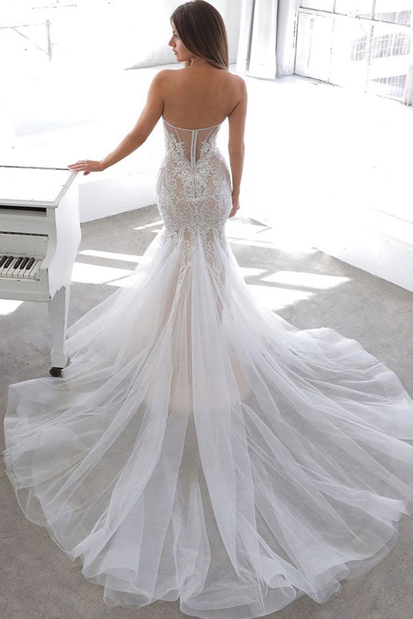 Designer Summer style Sweetheart Mermaid Lace Wedding Dress
