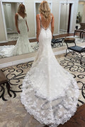 Designer-Brautkleid Meerjungfrau | Rückenfreie Brautkleider aus Spitze