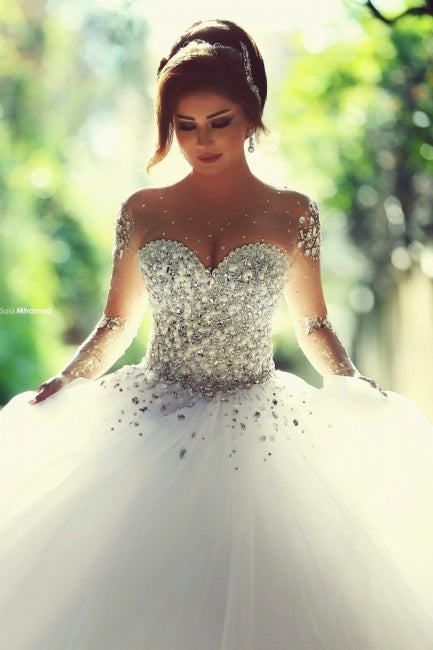 Abiti da sposa con maniche disegnati | Abiti da sposa di lusso principessa