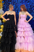 Roycebridal Linda | A-Linien-Ballkleid aus mehrstufigem, trägerlosem Tüll mit Schlitz