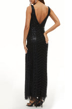 Sexy Formal Patchwork V Neck Vestidos de noite