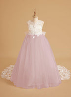 Dream Princess Sleeveless Lace and Tulle with Beading Flower Girl Dress