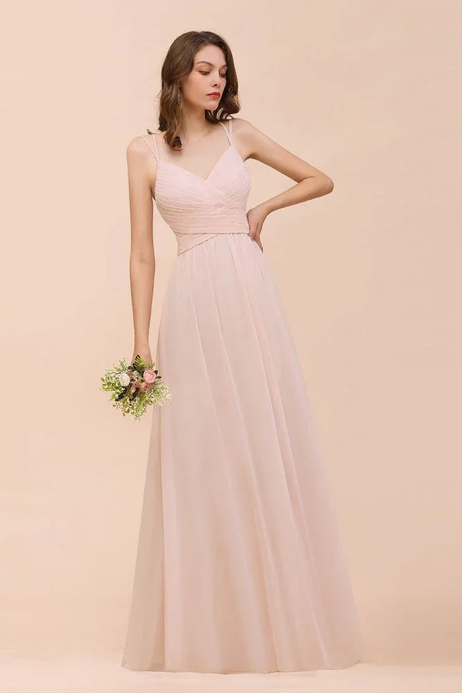 Staubrosa ärmelloses A-Linien-Kleid für Hochzeitsgäste Strandjungfernkleid