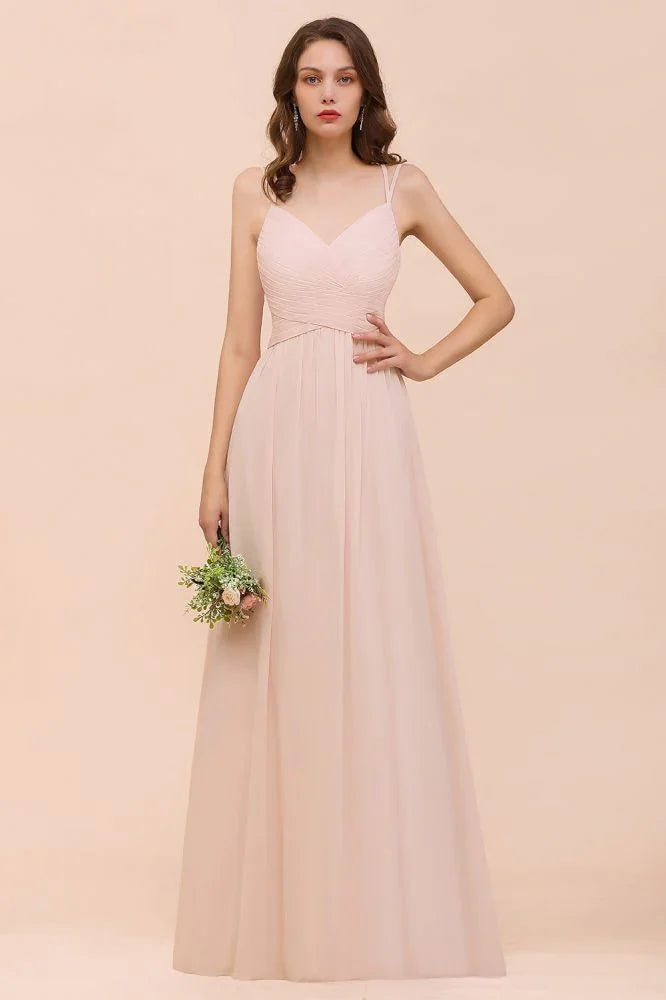 Staubrosa ärmelloses A-Linien-Kleid für Hochzeitsgäste Strandjungfernkleid