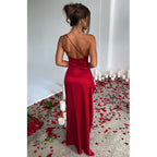 Abito Donna Abbigliamento Femminile Sexy Monospalla Aderente con Spacco Lungo Maxi Senza Schieniero Abito da Sera per Donna