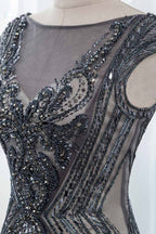 BMbridal Glamorous Jewel Black Mermaid Prom Dresses with Appliques Rhinestones