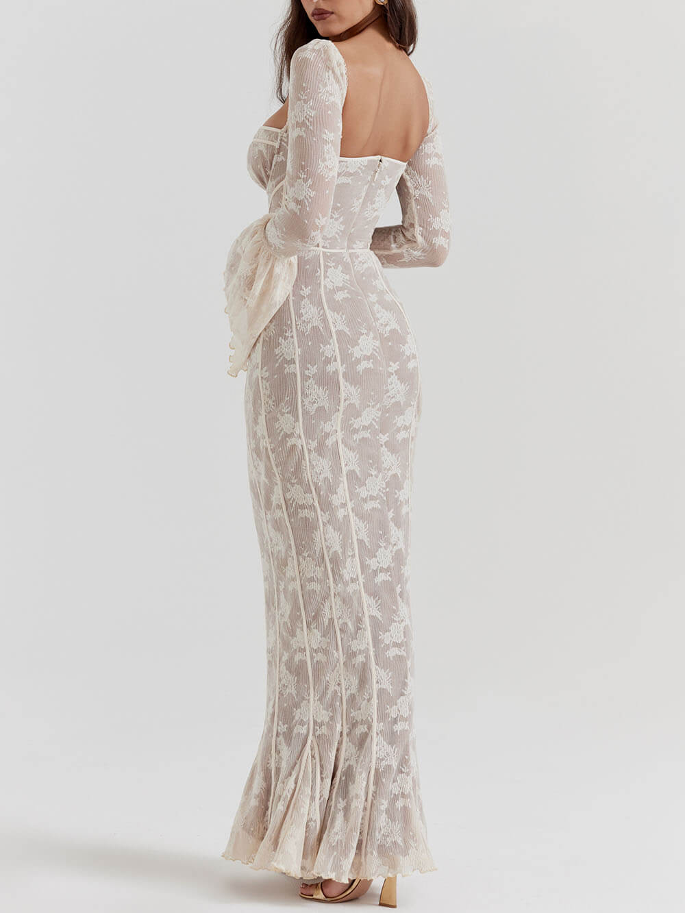 Abito Midi in Pizzo Color Crema Vintage