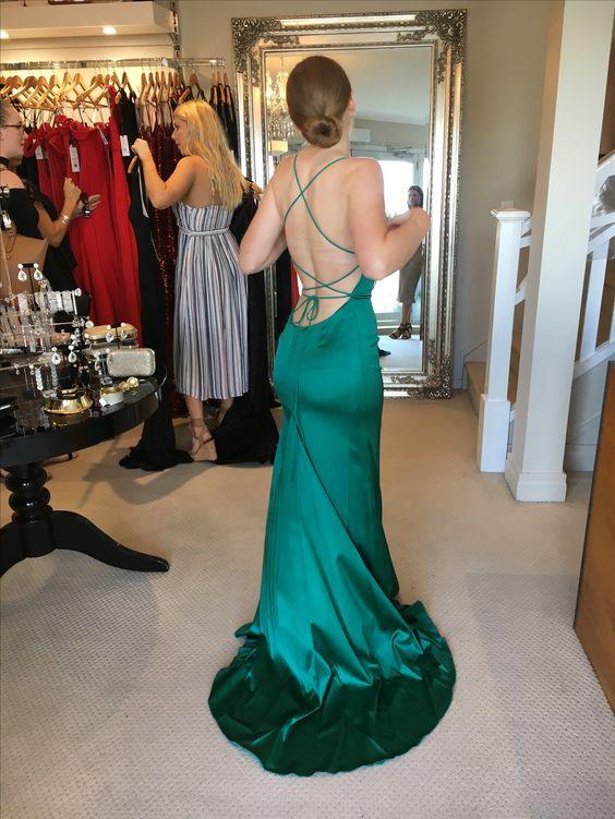 Robe longue de soirée verte Sirène, Robe de cérémonie Y640