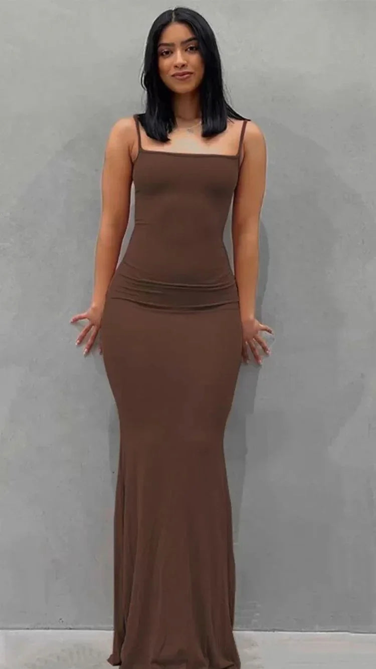 Robe longue de bal à fines bretelles sirène Robe de soirée sexy Y566