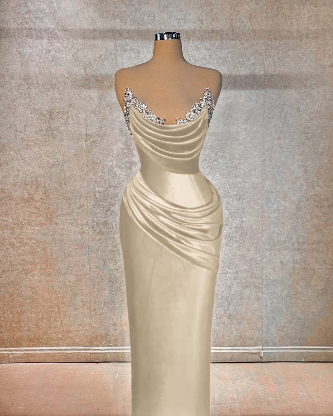Chic Strapless Long Prom Dress With Beading And Pleated Details