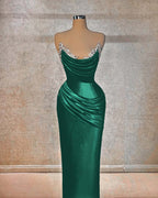 Chic Strapless Long Prom Dress With Beading And Pleated Details
