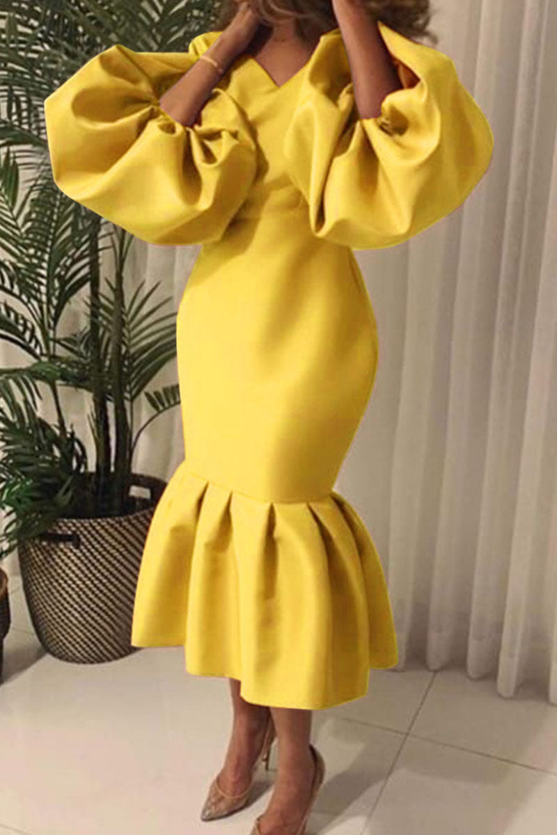 Vestido de noite moderno sexy sólido básico com decote em V (6 cores)