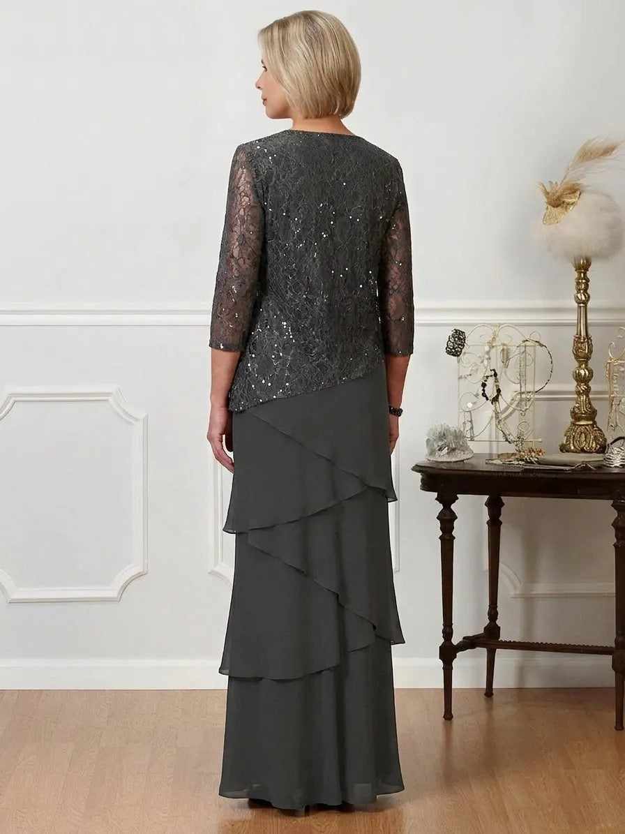 Floor-Length A-Line Mother of the Bride Dresses with Jewel Neck