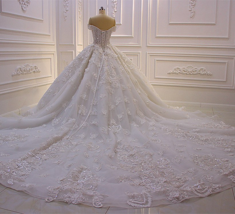Sexy Sweetheart Off Shoulder Backless Wedding Dress With Tulle Appliques Ruffles