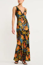 Vestido Maxi de Seda Exclusivo com Estampa Botânica Forever Mine