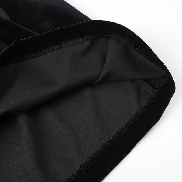 Abito in velluto a coste con perle TARUXY per donna, manica lunga, nero, aderente, formale, elegante, retrò, da sera, per feste, donna