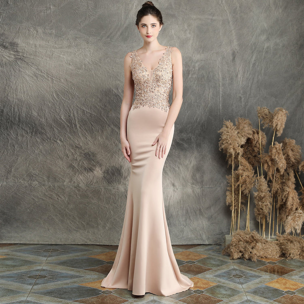 Feito à mão apliques frisado torrada roupas noiva longa apreciação jantar fino-ajuste fishtail vestido de noite de casamento vestido formal