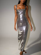 Maxikleid mit Pailletten und Cut-Out 