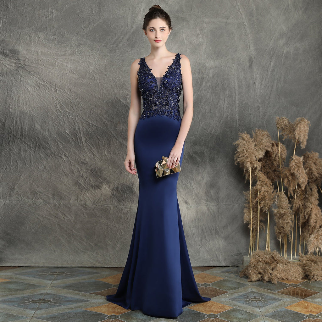 Feito à mão apliques frisado torrada roupas noiva longa apreciação jantar fino-ajuste fishtail vestido de noite de casamento vestido formal