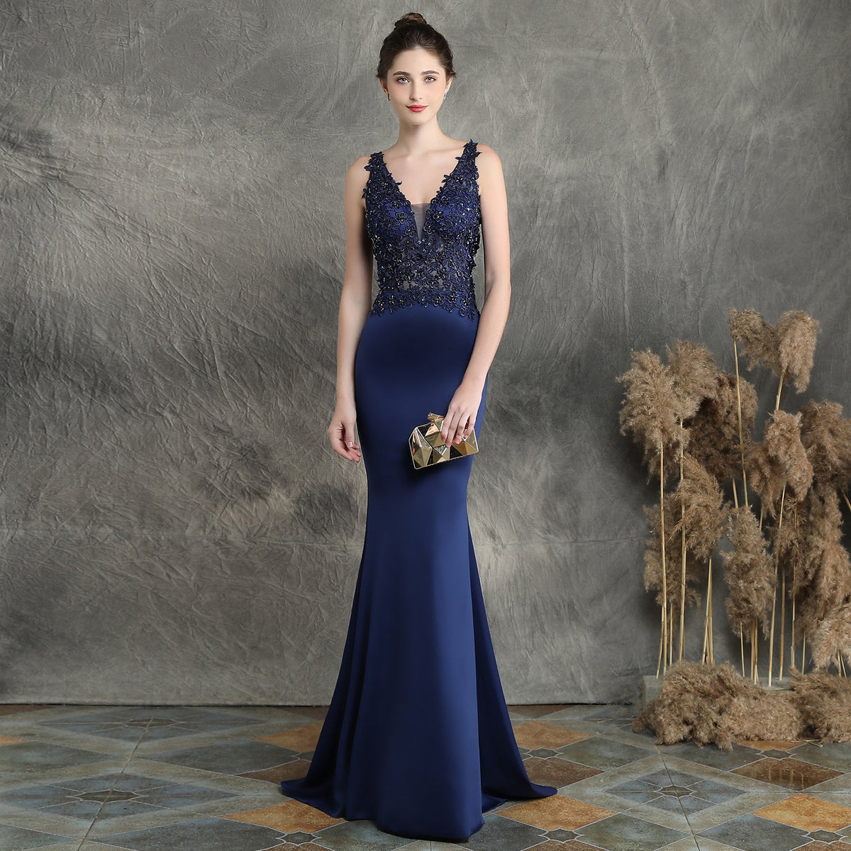 Feito à mão apliques frisado torrada roupas noiva longa apreciação jantar fino-ajuste fishtail vestido de noite de casamento vestido formal