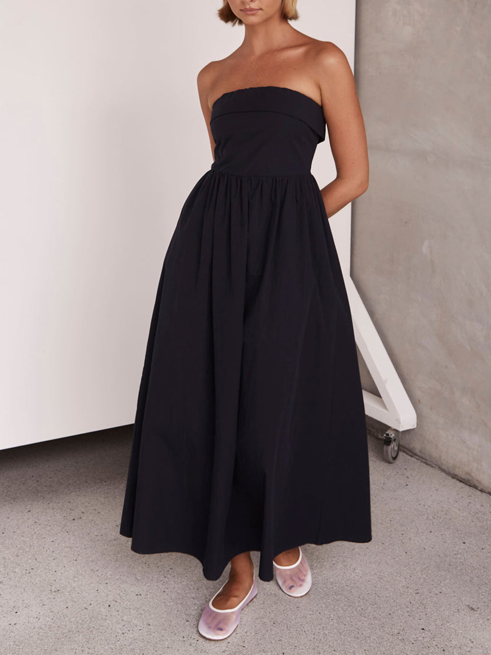 Abito Midi Senza Spalline Stile Resort Tulare