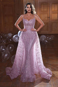 Vestido de fiesta largo de sirena con escote en forma de corazón y tirantes finos de tul y encaje