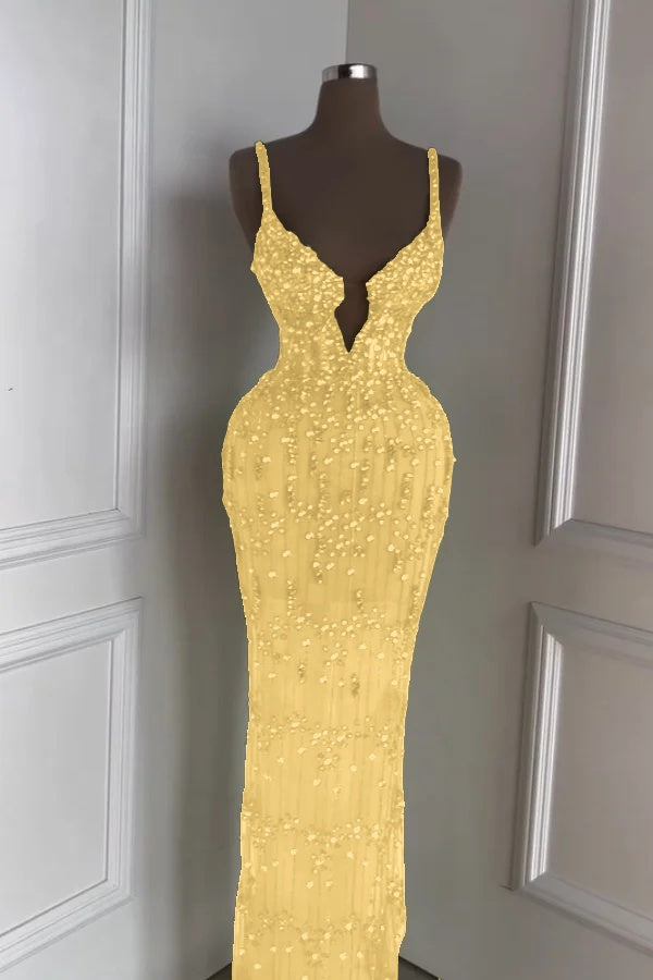 Custom Designed Spaghetti Strap Mermaid Prom Dress With Beading